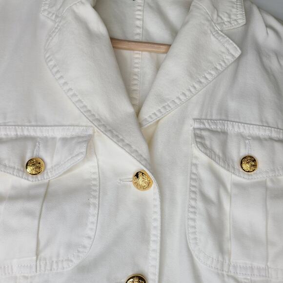 Lauren Ralph Lauren Women's Ivory Officer Utility Jacket Gold Buttons Large - Picture 5 of 10